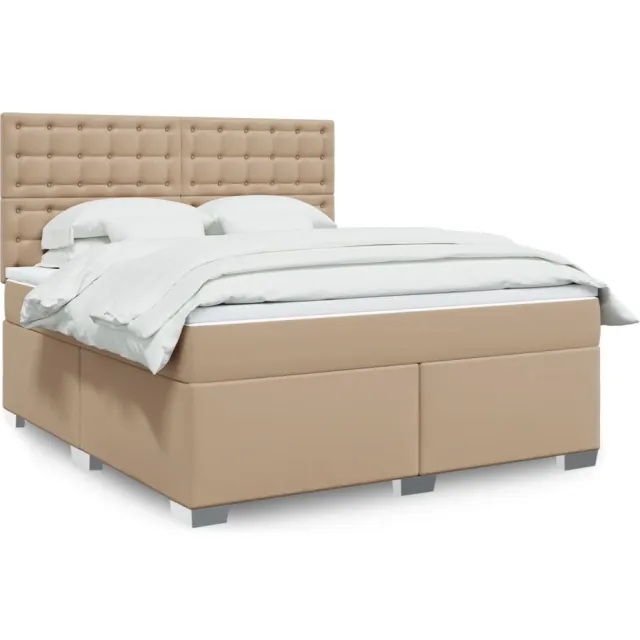vidaXL Boxspring met matras kunstleer cappuccinokleurig 180x200 cm bruin