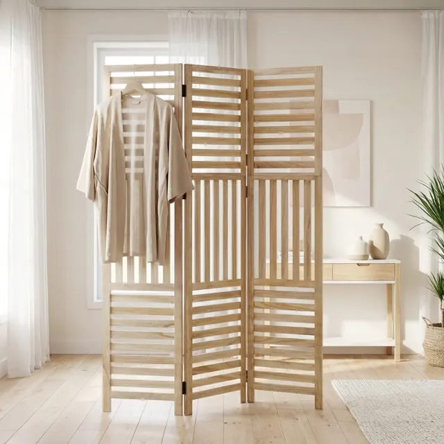 Homestyle4u Kamerscherm - 120x170 cm - Natuurlijk - 3 st. Bruin