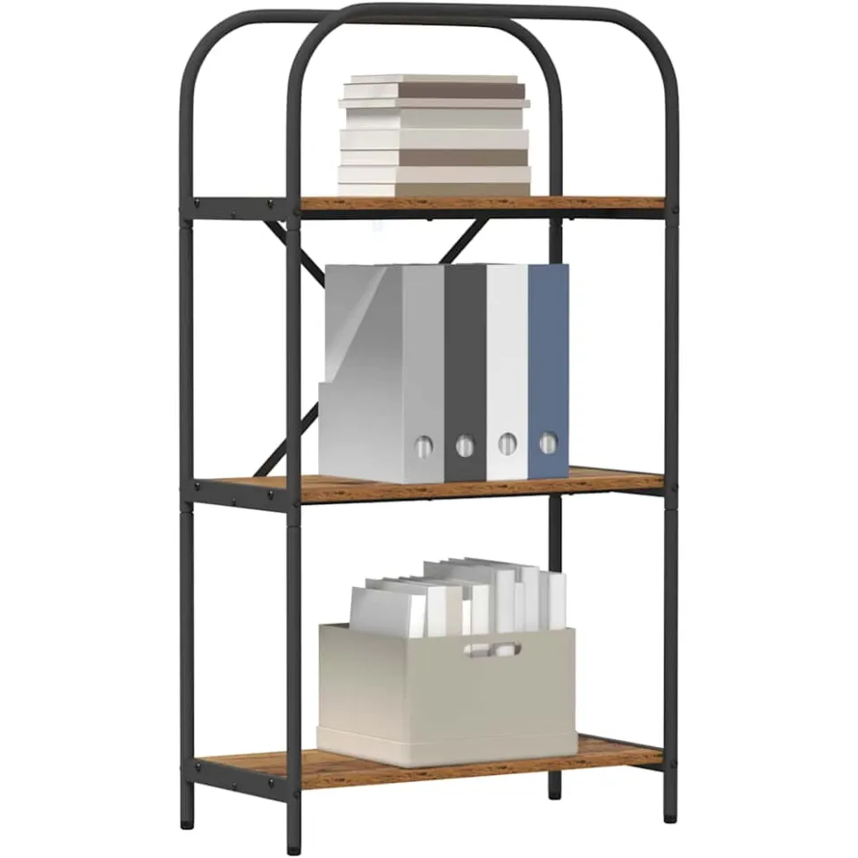 vidaXL Boekenkast 3-laags 60 x 30 x 109 cm Bewerkt hout Oudhout Bruin