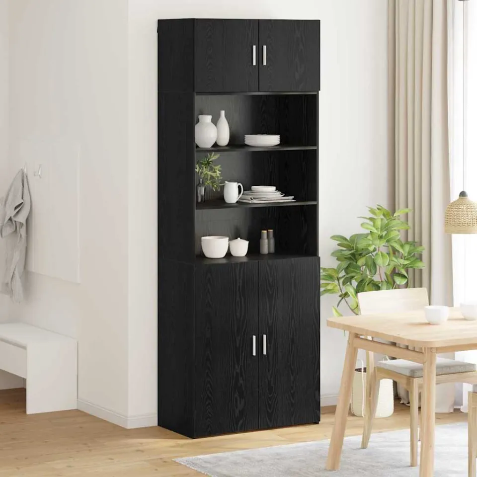 vidaXL Opbergkast Zwart Eiken 80 x 42,5 x 225 cm Bewerkt hout, foto 4