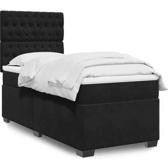 vidaXL Boxspring met matras fluweel zwart 90x200 cm