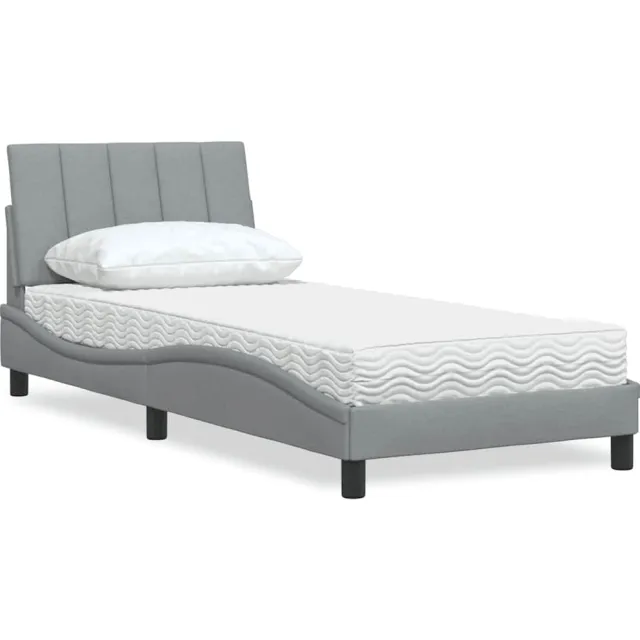 vidaXL Bed met matras "Hanko" stof lichtgrijs 80x200 cm