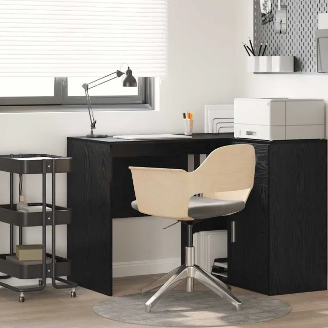vidaXL Bureau Zwart Eiken 102 x 50 x 75 cm Bewerkt hout