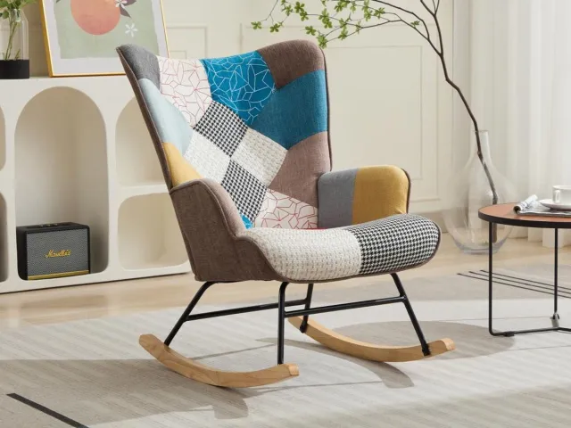 Vente-unique Schommelstoel van gechineerd patchwork met verschillende kleuren ELMINA II Veelkleurig