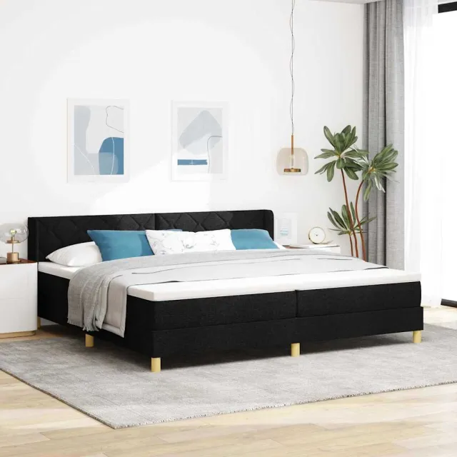 vidaXL Boxspringbed met hoofdeinde Zwart 200 x 200 cm Stof