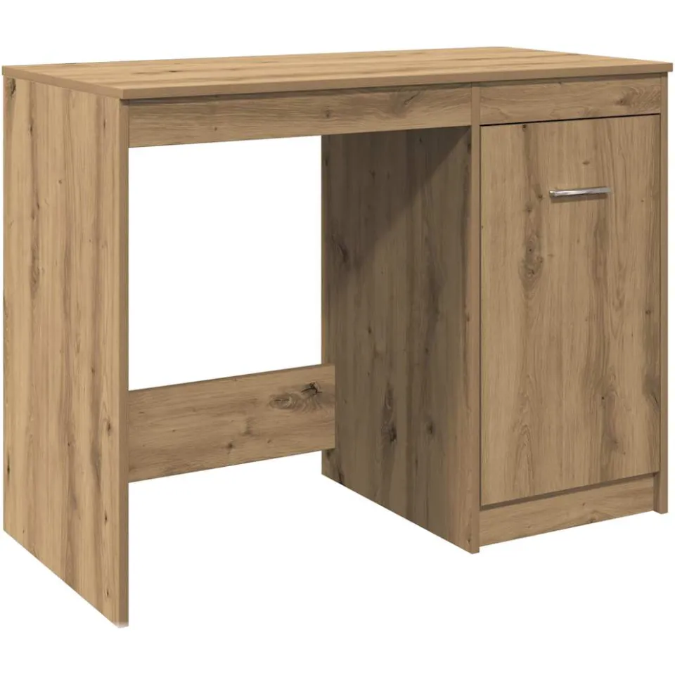 vidaXL Bureau 100x50x76 cm bewerkt hout artisanaal eikenkleur Bruin