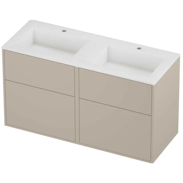 Proline Aristo Badmeubelset Polystone Elegant 120x46x67 cm Mat White Soft Linen Beige