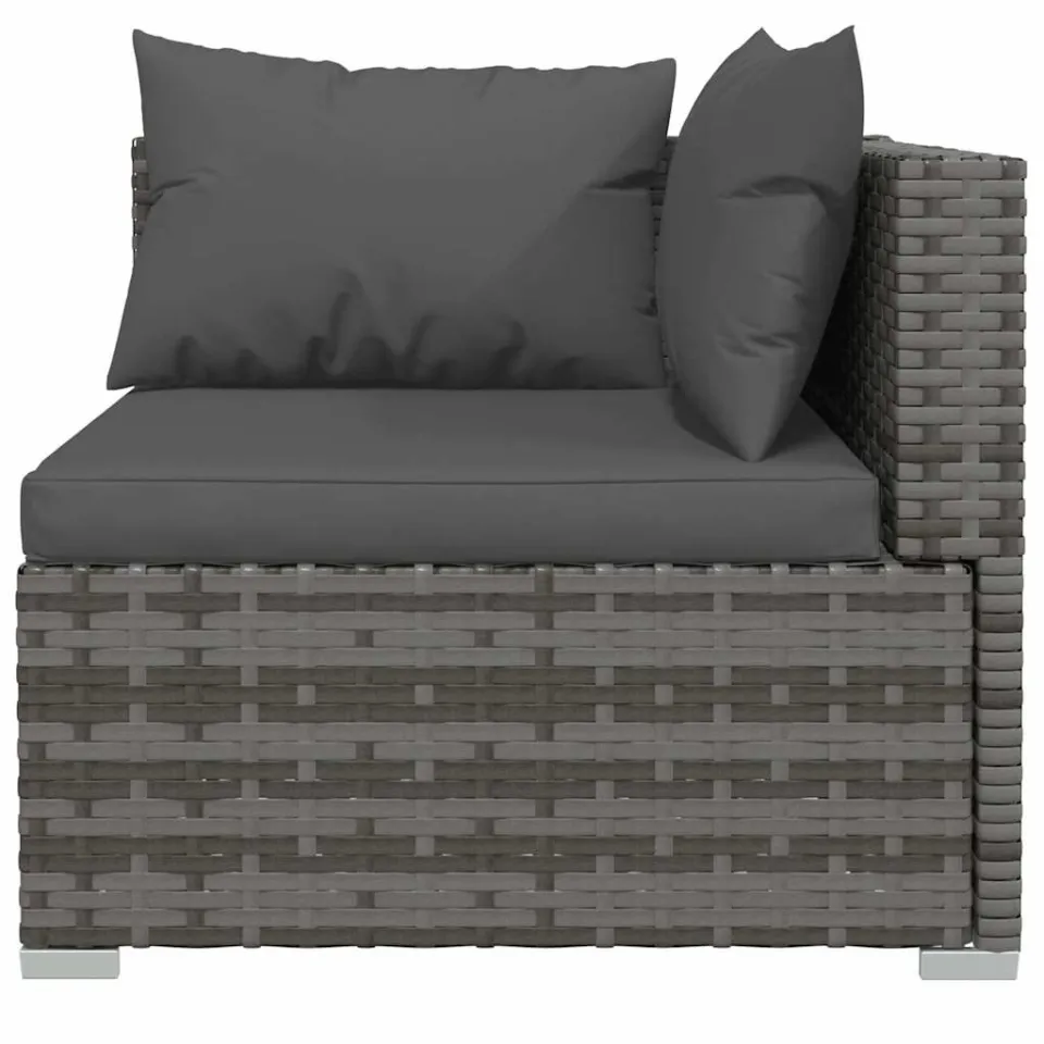 vidaXL 11-delige Loungeset met kussens poly rattan grijs, foto 4