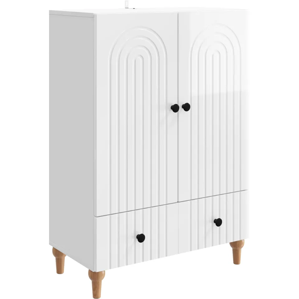vidaXL Dressoir Hoogglans Wit 66 x 34,5 x 95 cm Bewerkt hout