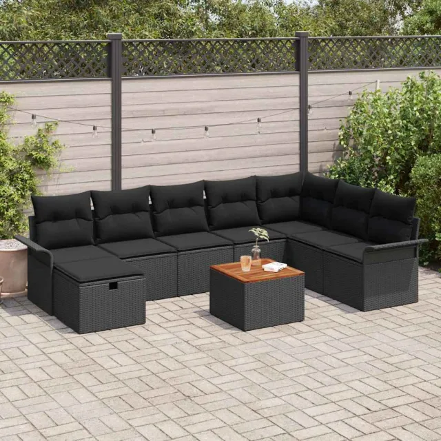 vidaXL Tuinbankenset 9 st Zwart Poly riet, foto 2