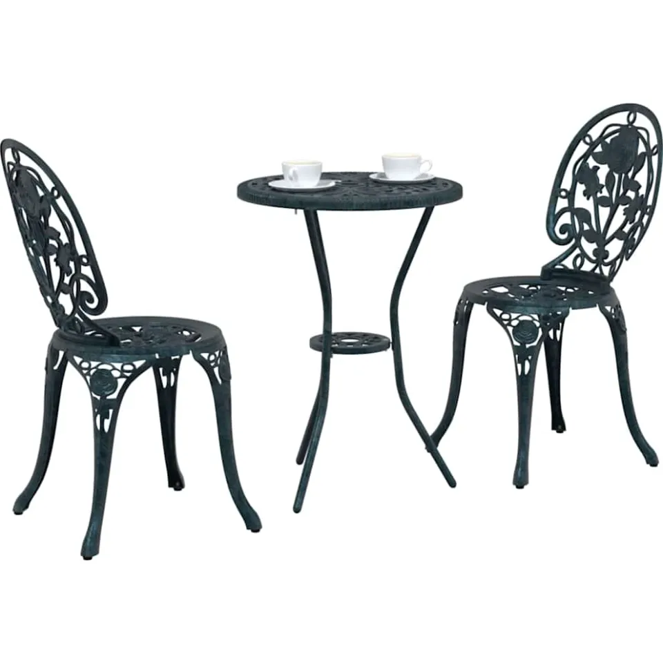 vidaXL Tuin Bistro Set 3 st Groen Aluminium