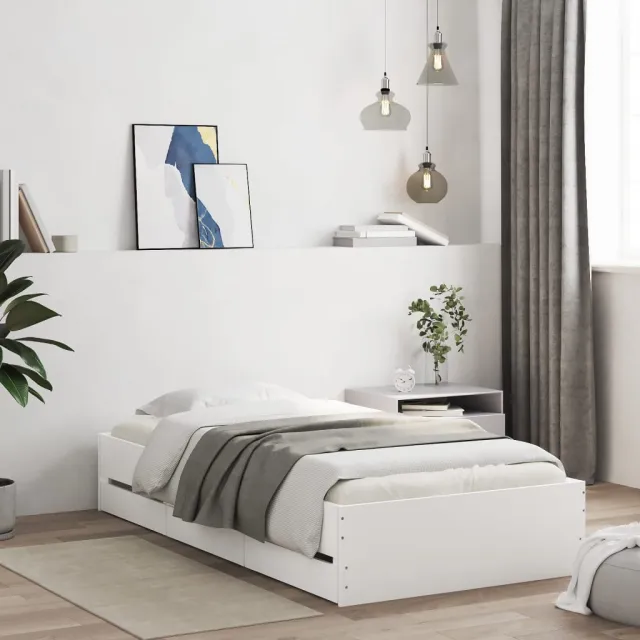 vidaXL Bedframe met lades bewerkt hout wit 90x200 cm