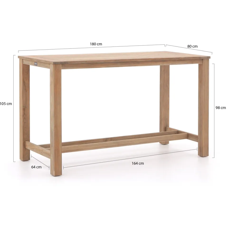 ROUGH Furniture ROUGH-S/ROUGH-X 180cm barset 7-delig bruin, foto 3