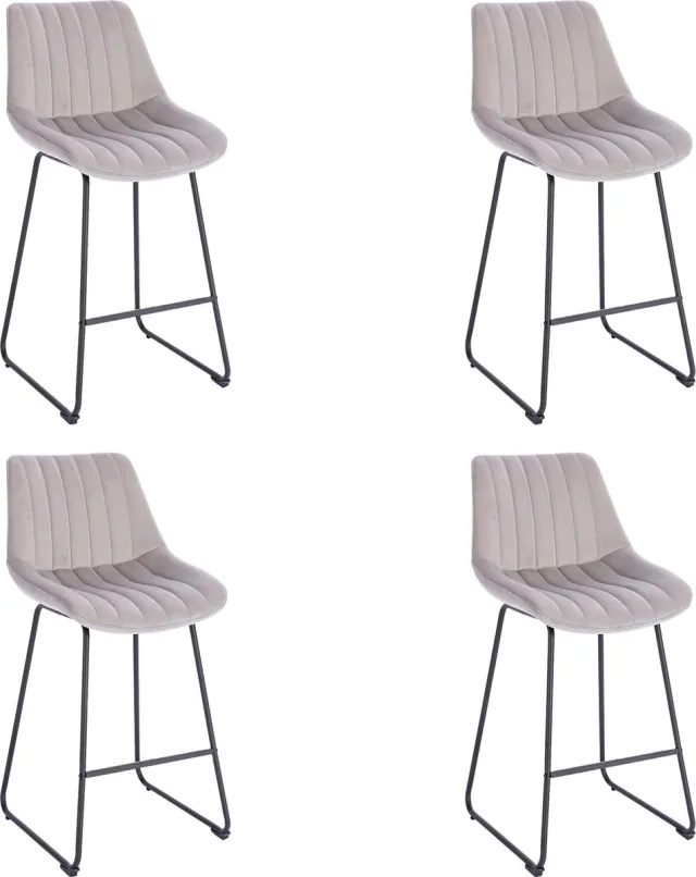 Lina Vegas Barstoel Licht Grijs - Set van 4 - Velvet - Barkrukken Licht Grijs4