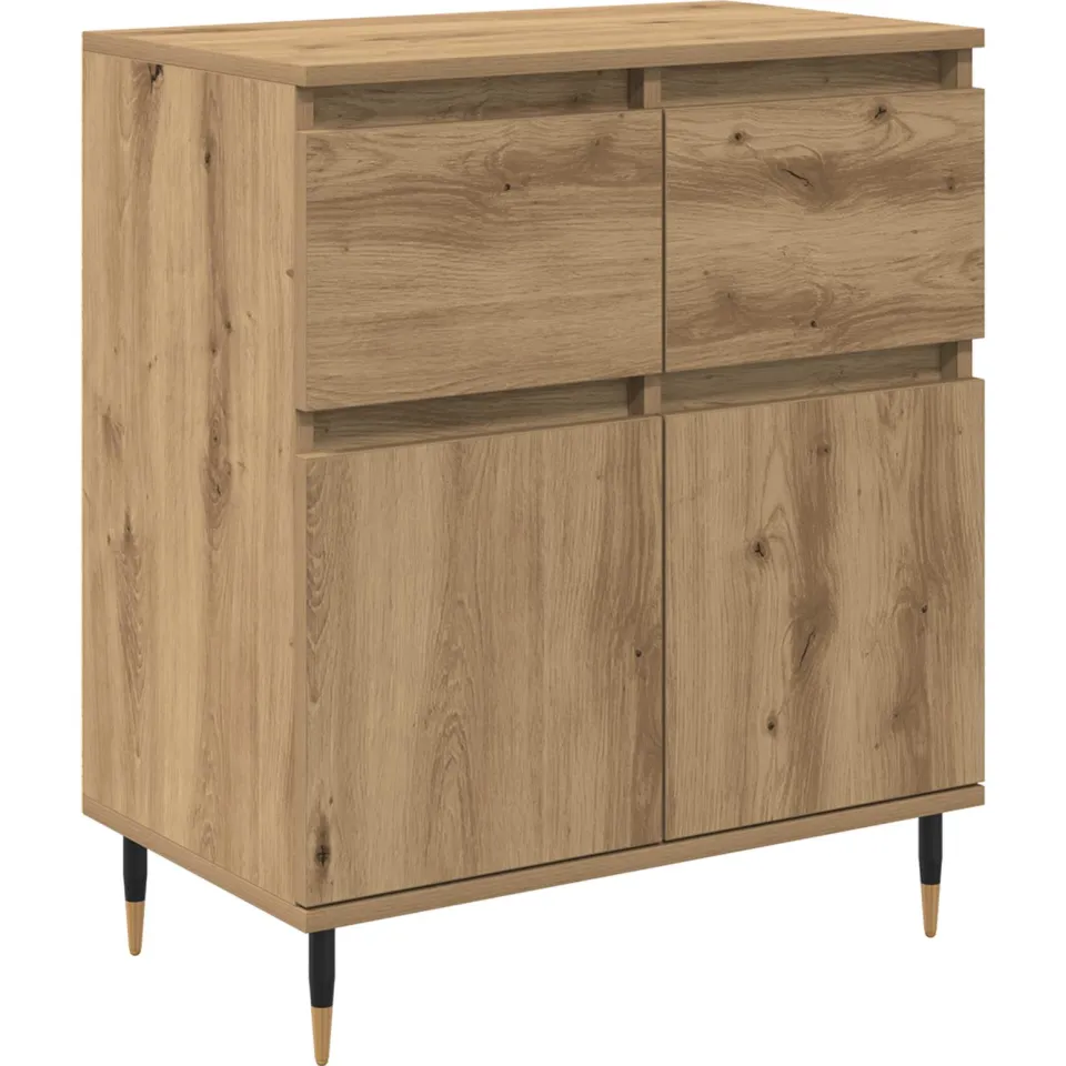 vidaXL Dressoir Artisan Eiken 60 x 35 x 70 cm Gemonteerd hout en ijzer, foto 3
