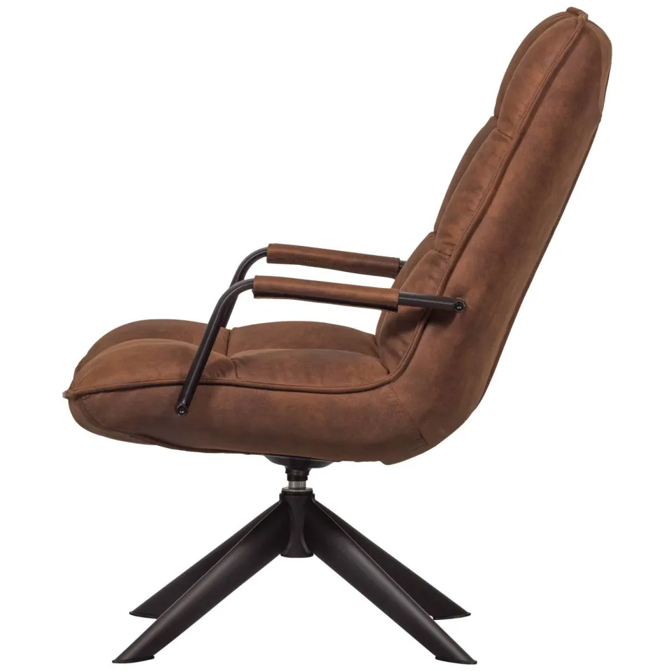 WOOOD Jouke Draaifauteuil - Kunstleer - Cognac - 96x70x85, foto 2