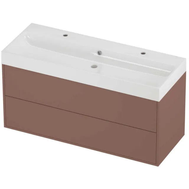 Proline Podium Badmeubelset Polystone Loft 2 Gaten 120x46x62 cm Glans Wit Beauty Blush Rosé Goud