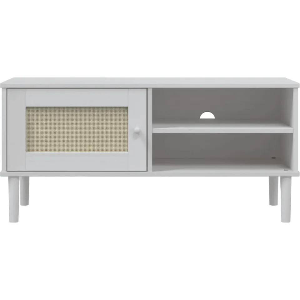 vidaXL Tv-meubel SENJA 106x40x49 cm rattan massief grenenhout wit