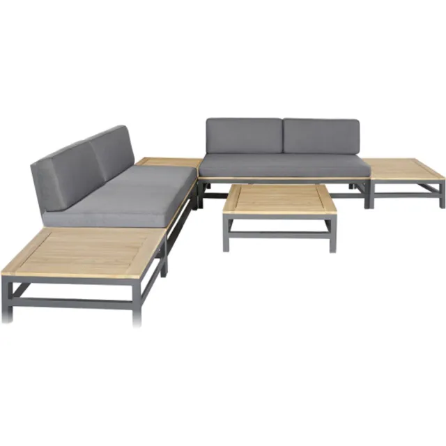 Meubelplaats Loungeset Betis acacia teaklook - 6 delig - modulair Lichtbruin