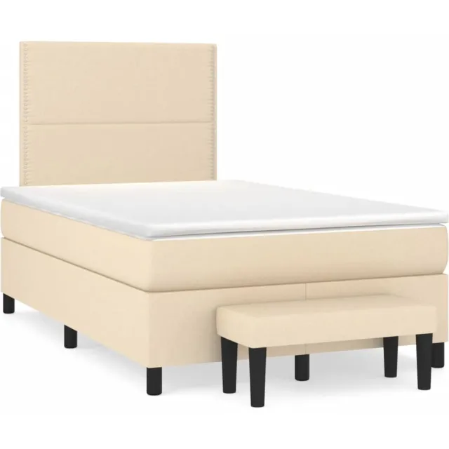 vidaXL Boxspring met matras stof crèmekleurig 120x190 cm