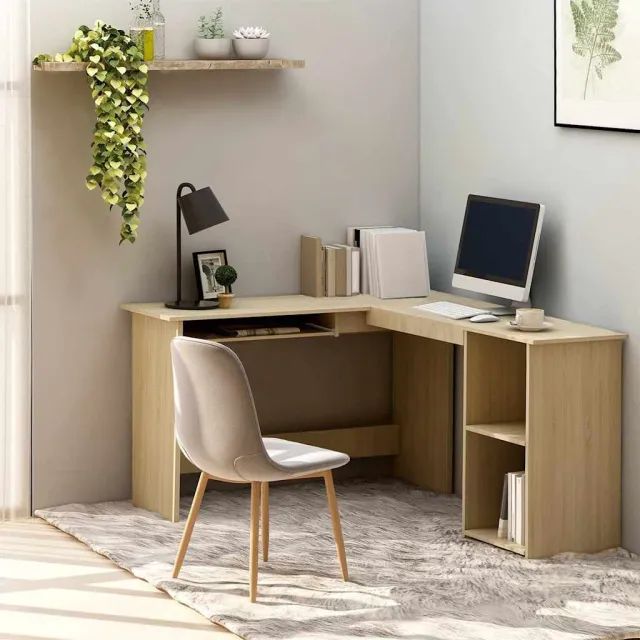 vidaXL Hoekbureau L-vormig 120x140x75cm bewerkt hout sonoma eikenkleur Bruin