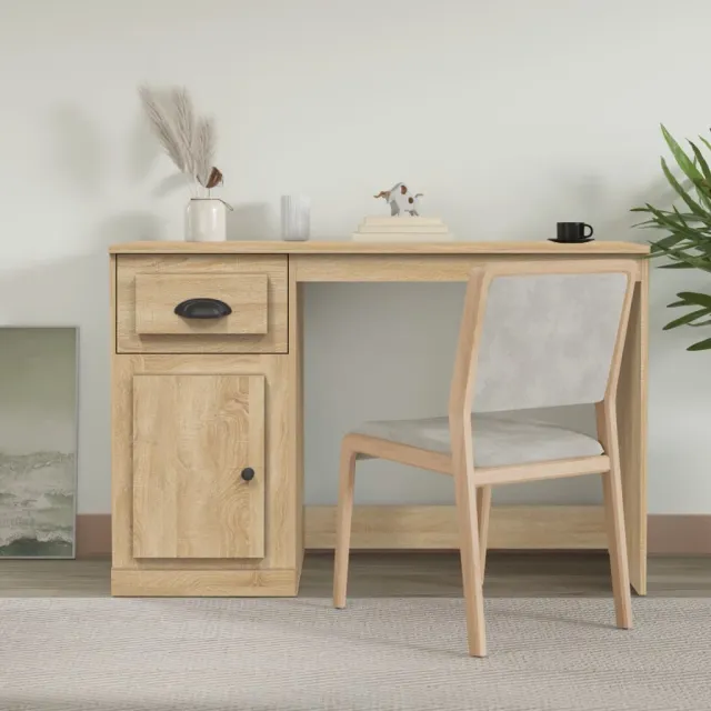 vidaXL Bureau met lade 115x50x75 cm bewerkt hout sonoma eikenkleurig, foto 2