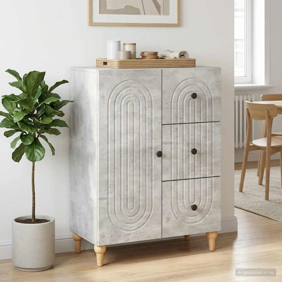 vidaXL Dressoir met lade Betongrijs 66 x 34,5 x 90 cm Bewerkt hout grijs, foto 3