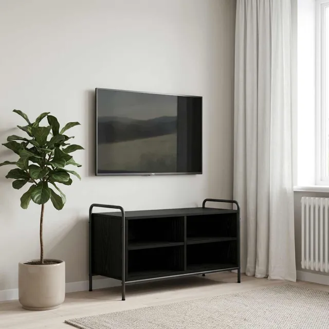 vidaXL Tv-meubel 140 x 39,5 x 50 cm Zwart eiken Bewerkt hout, foto 2