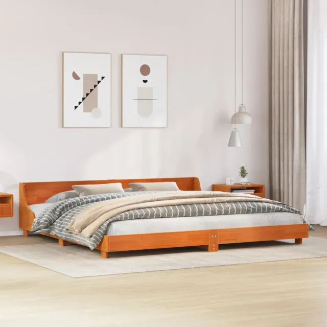 vidaXL Bedframe zonder matras massief grenenhout wasbruin 200x200 cm bruin