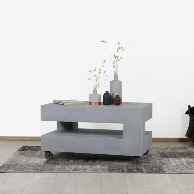 Betonlook salontafel Wilkins op wielen