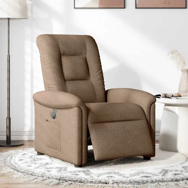 vidaXL Fauteuil verstelbaar elektrisch stof bruin