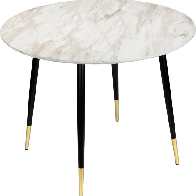 Notio Living Monza-Eettafel - 6-zits - Zwart/Goud Marmerlook Wit