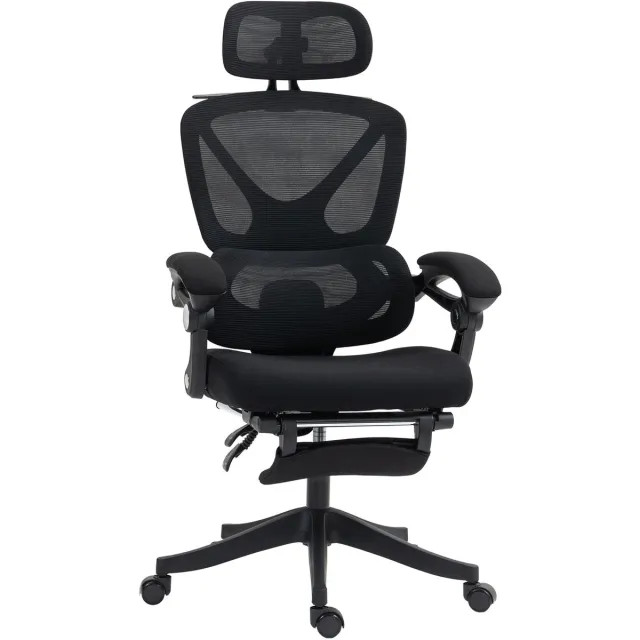 Homcom bureaustoel - Mesh (100% polyester) - 71 x 70 x 129 cm - Zwart
