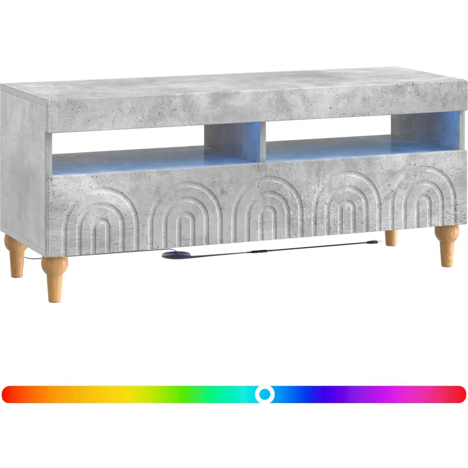 vidaXL LED tv-meubel ALKMAAR 100 x 35 x 43 cm Betongrijs Bewerkt hout grijs, foto 3