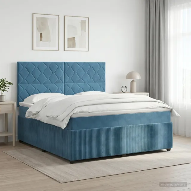 vidaXL Boxspringbed met matras Blauw 160 x 200 cm Fluweel