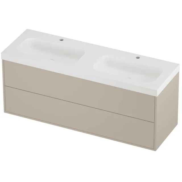 Proline Haga Badmeubelset Polystone Mezza 2 Laden 140x46x58 cm Mat White Soft Linen Beige