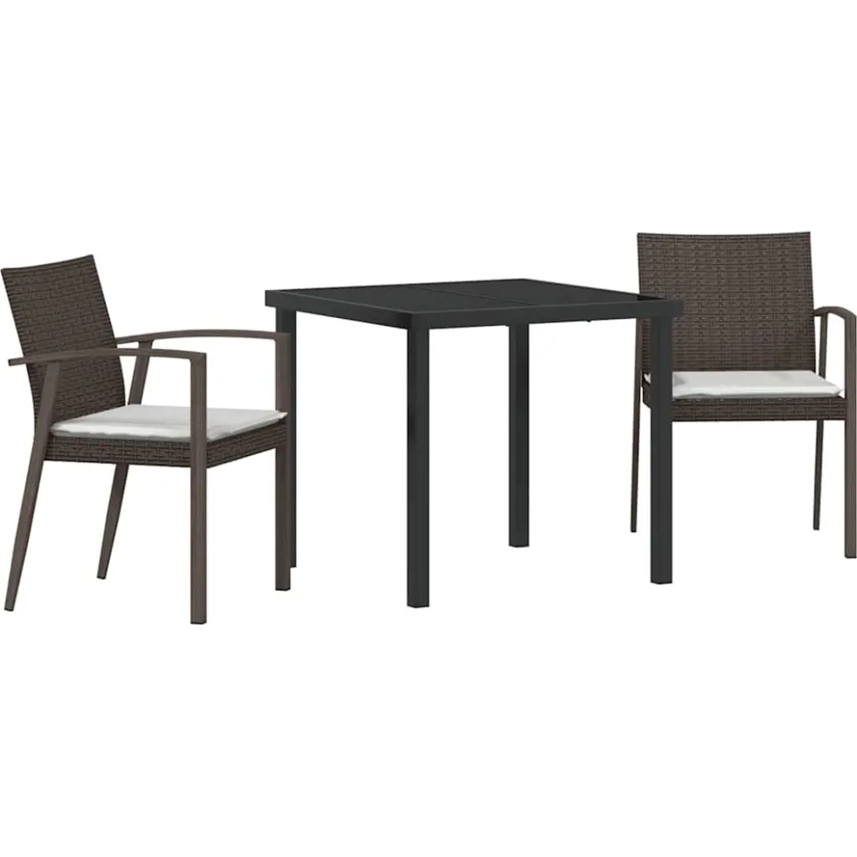 vidaXL Tuin eettafelset 3 st Bruin en zwart PE Rattan