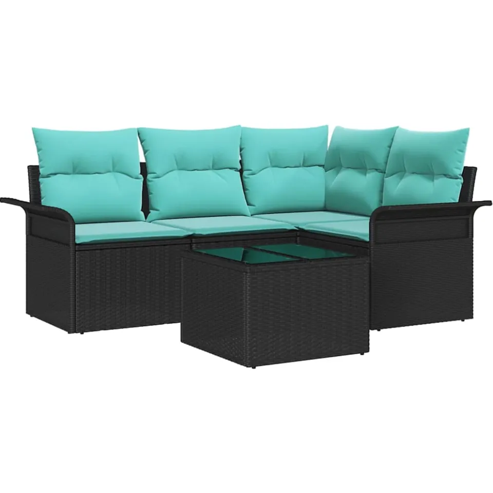 vidaXL Tuin Sofa Set 5 st Zwart poly rattan