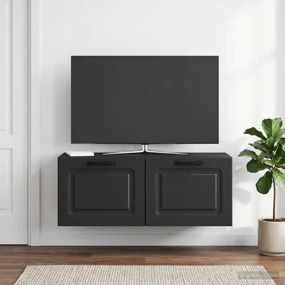 vidaXL Wandbeugel TV-kast Zwart 78,5 x 31 x 30 cm Bewerkt hout, foto 4