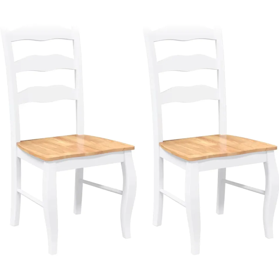 vidaXL Eetkamerstoelen 2 stuks Wit Massief Hout Rubber