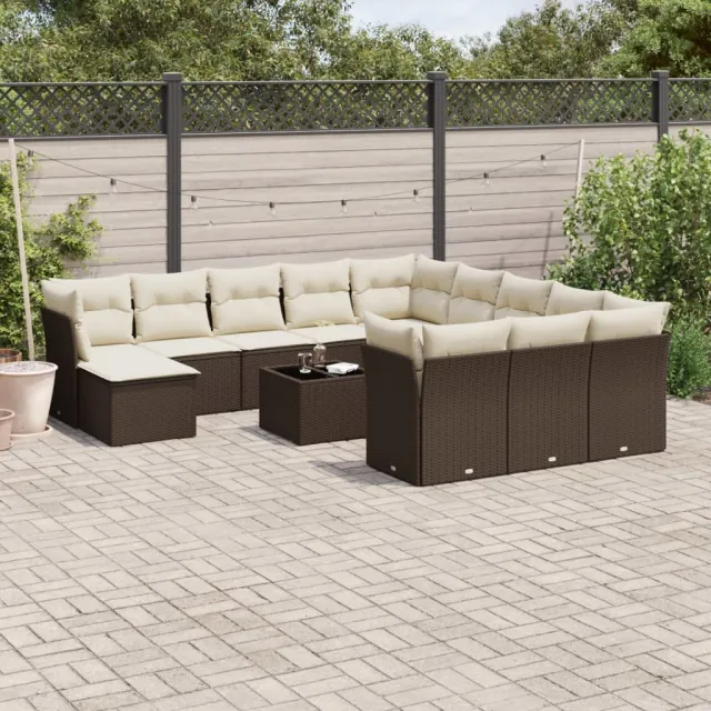 vidaXL 13-delige Loungeset met kussens poly rattan bruin, foto 2