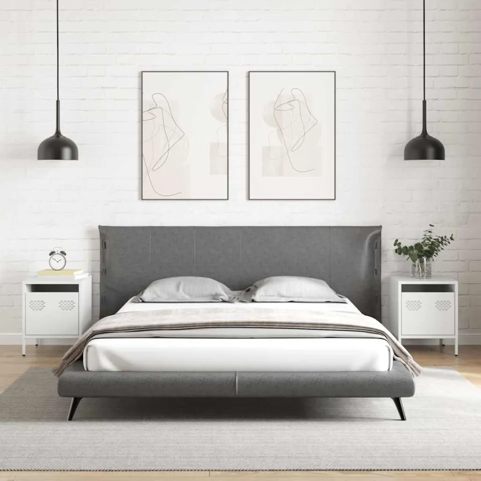 vidaXL Nachtkastjes 2 st 35x39x43,5 cm staal wit, foto 2