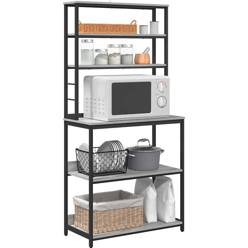 vidaXL Keukenplank 5-laags 80 x 40 x 168 cm Bewerkt hout Grijs Sonoma, foto 3