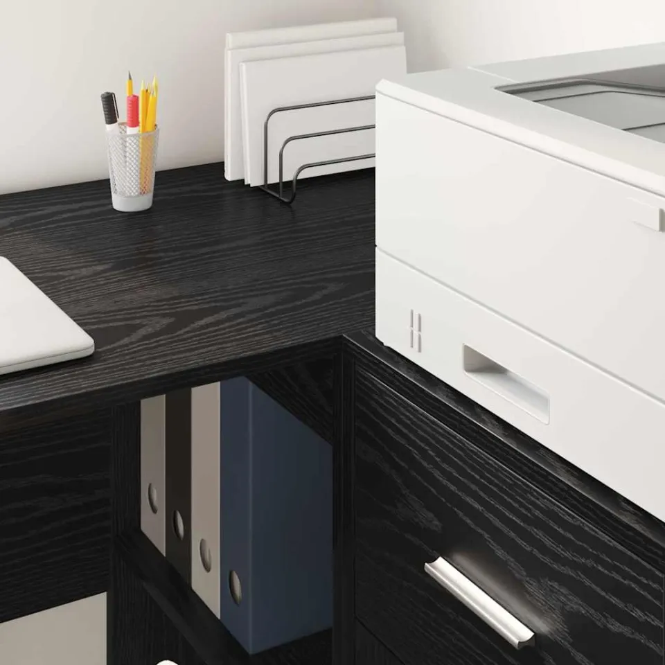 vidaXL Bureau Zwart Eiken 102 x 50 x 75 cm Bewerkt hout, foto 4