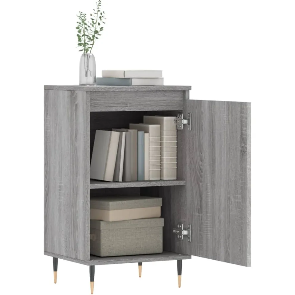 vidaXL Dressoirs 2 st 40x35x70 cm bewerkt hout grijs sonoma, foto 4