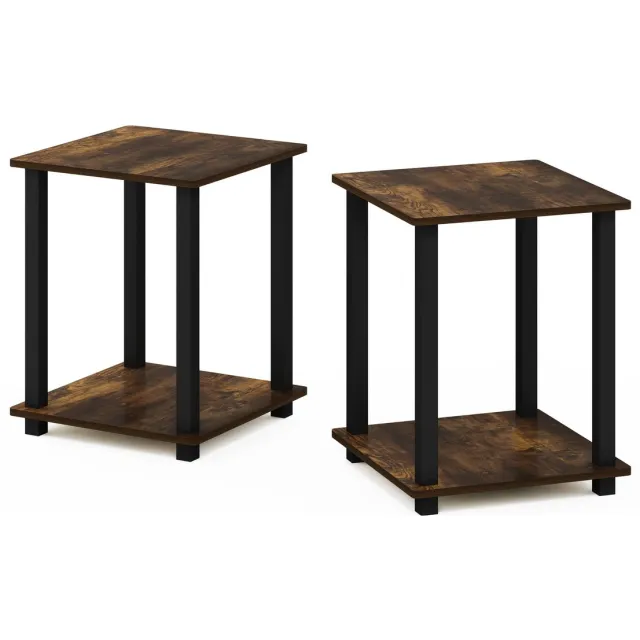 Ibenzoa Simplistic Salontafel, Bijzettafel, Met 2 Niveaus, Set Van 2, Barnsteengrenen, Zwart Bruin