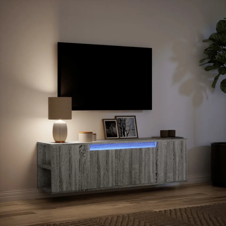 vidaXL Tv-wandmeubel met LED-verlichting 135x31x39,5 cm grijs sonoma, foto 4