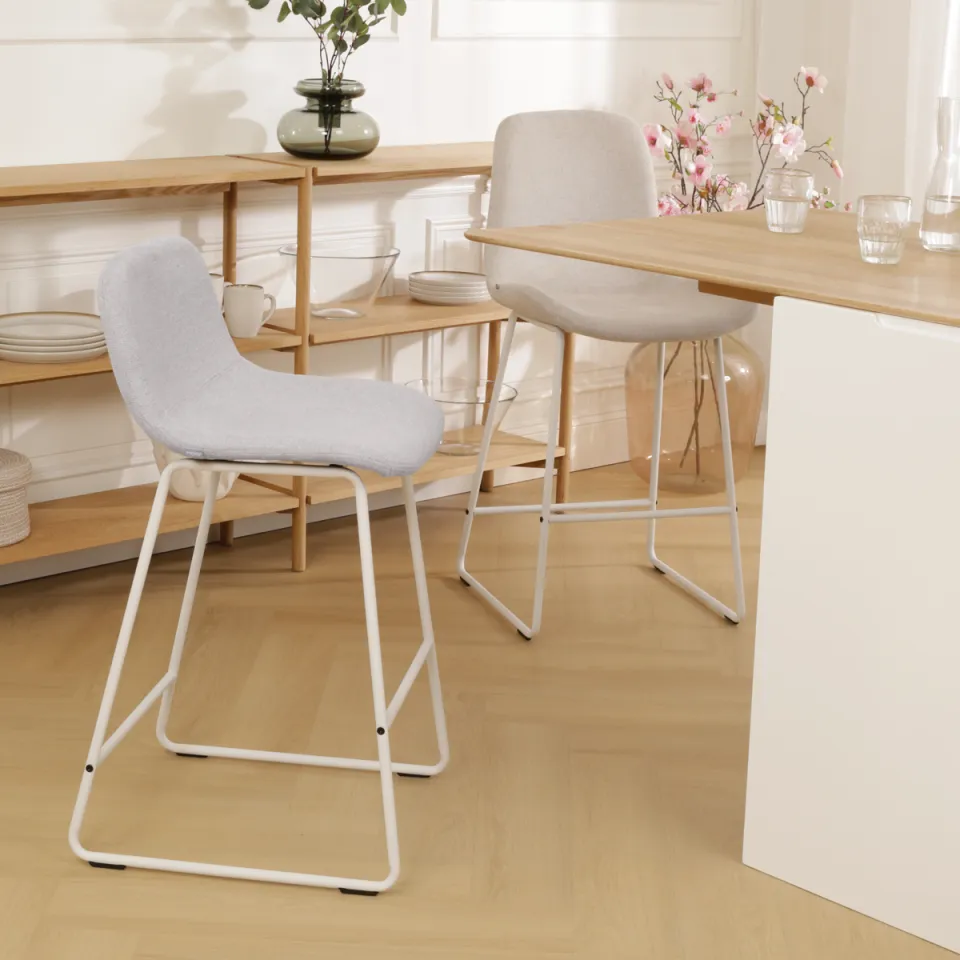 Nolon Nino-Mats barkruk lichtgrijs - wit onderstel - 65 cm, foto 2