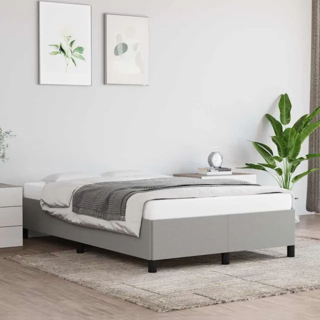 vidaXL Bedframe zonder matras 120x200 cm stof lichtgrijs grijs