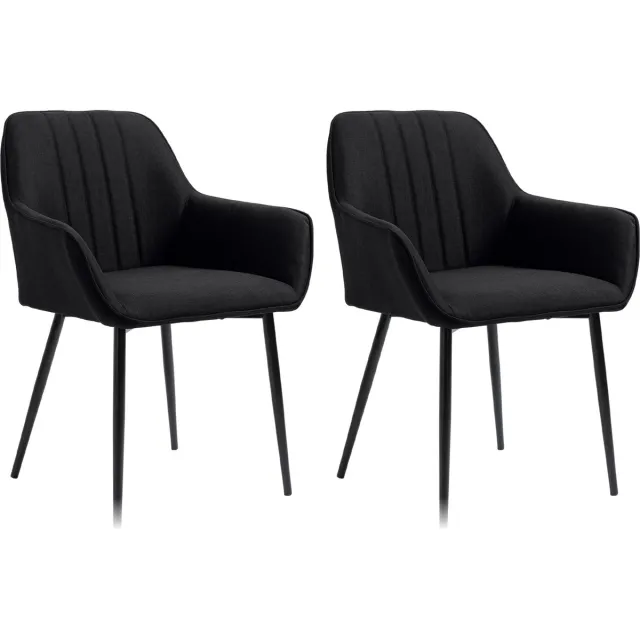 Homcom eetkamerstoel - linnen (100% polyester) - 59,5x56,5x81cm - zwart